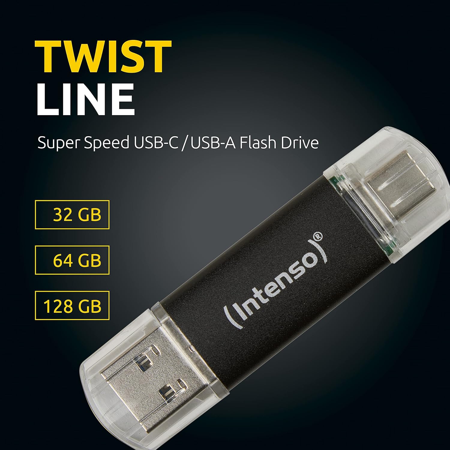 Intenso Twist Line 32 GB, Dual USB-Stick 3.2 Gen 1x1, USB-C und USB-A, 70MB/s, Anthrazit (Packung mit 3