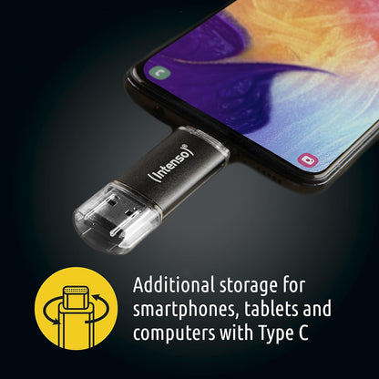 Intenso Twist Line 32 GB, Dual USB-Stick 3.2 Gen 1x1, USB-C und USB-A, 70MB/s, Anthrazit (Packung mit 3