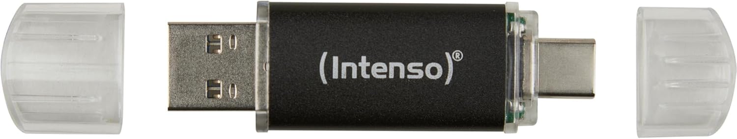 Intenso Twist Line 64 GB - Chiavetta USB Dual 3.2 Gen 1x1, USB-C e USB-A, 70 MB/s, antracite