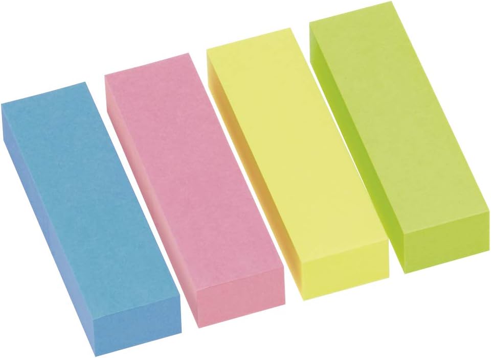 inFO Notes Pagemarker Mix, 4 Pads of 100 Sheets, 15 x 50 mm per Pad, Packed in an Environmentally Friendly Cardboard (Without Foil), FSC Certified Paper