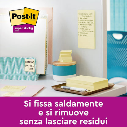 Post-it Super Sticky Notes, Canary Yellow, 76 mm x 76 mm, Promo Pack, 90 Sheets/Pad, 4 + 2 FREE Pads/Pack, Yellow Color - Self-stick Notes For Note Taking, To Do Lists & Reminders