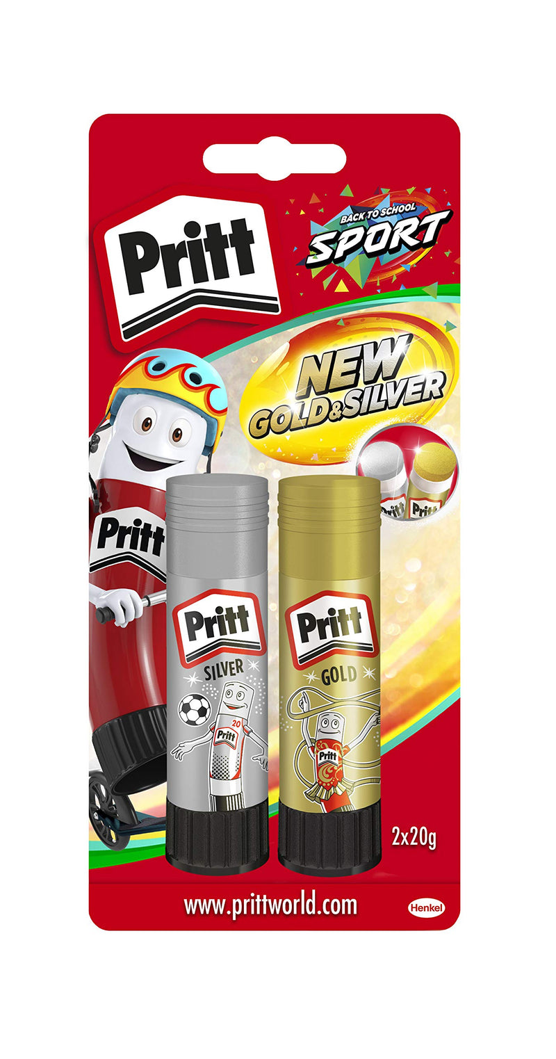 Pritt Glue Sticks, Green & Blue Klebestifte, 2 x 20 g