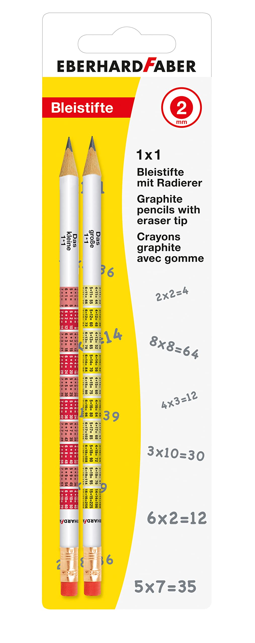 Eberhard Faber Times Tables Round Graphite Pencils with Eraser (Pack of 2) 1 Count (Pack of 1)