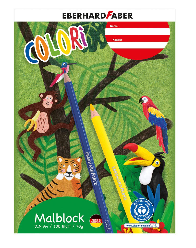 Eberhard Faber 579960 A4 Colouring Pad with 100 Sheets White 70 g/m² Wood Chlorine Bleached Paper for Painting, Drawing and Crafts