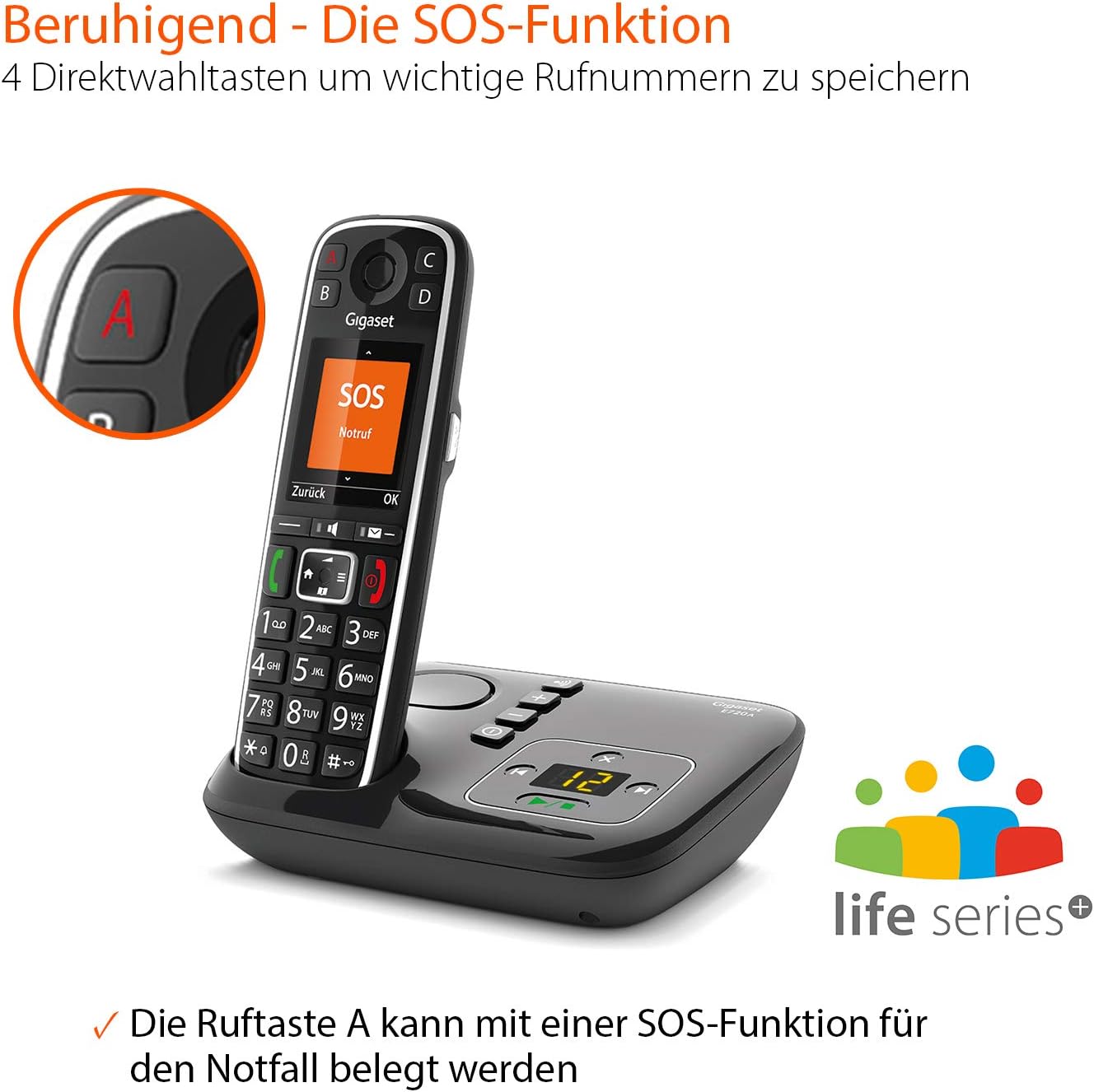 Gigaset E720A Schnurlostelefon mit Anrufbeantworte