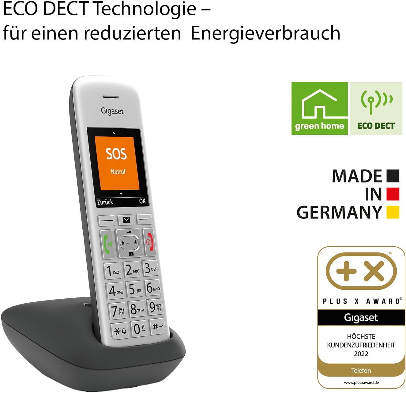 Gigaset E390 Schnurlostelefon silber-schwarz