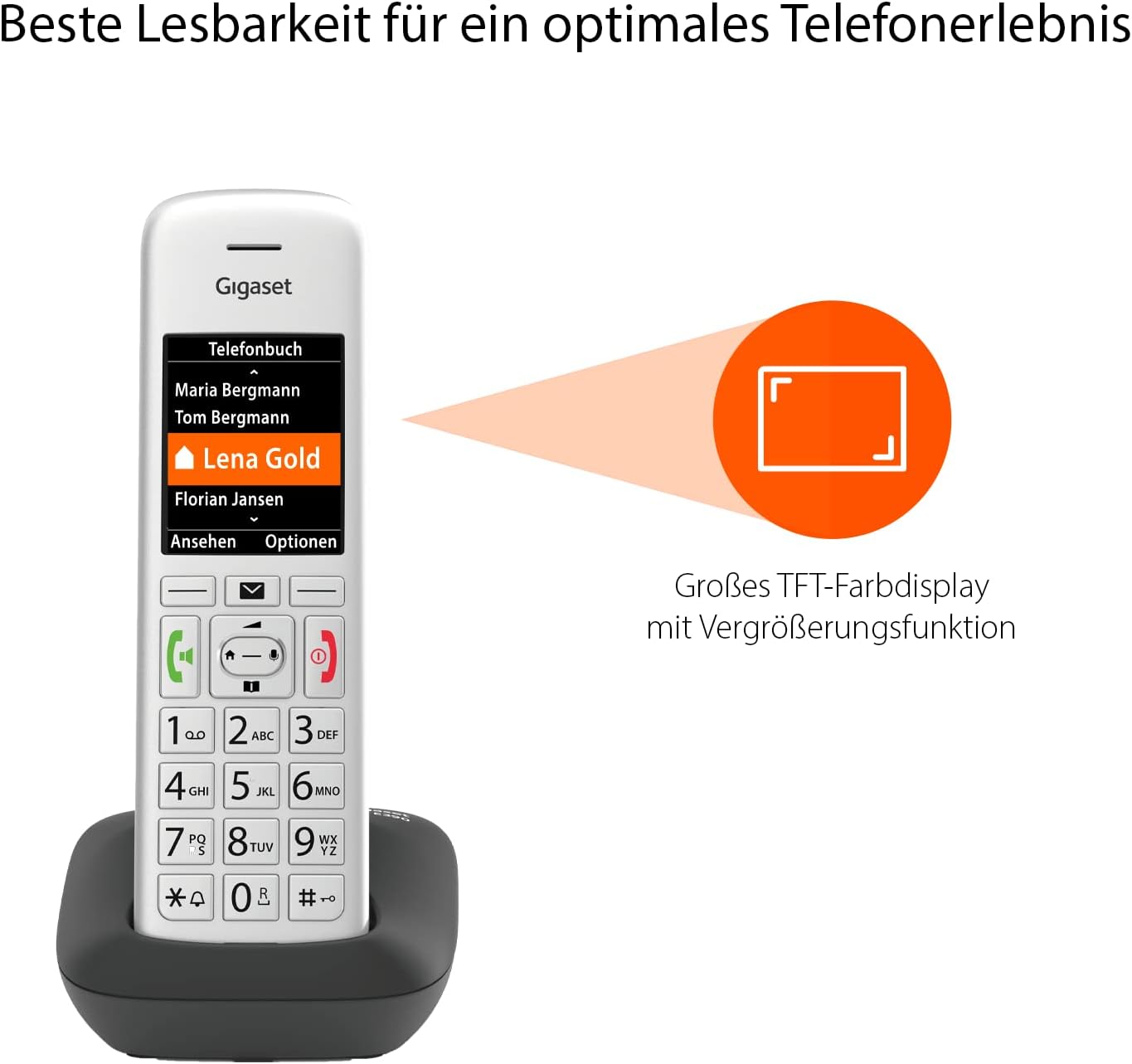 Gigaset E390 Schnurlostelefon silber-schwarz