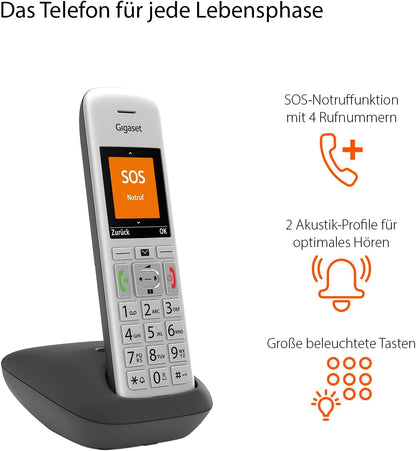 Gigaset E390 Schnurlostelefon silber-schwarz