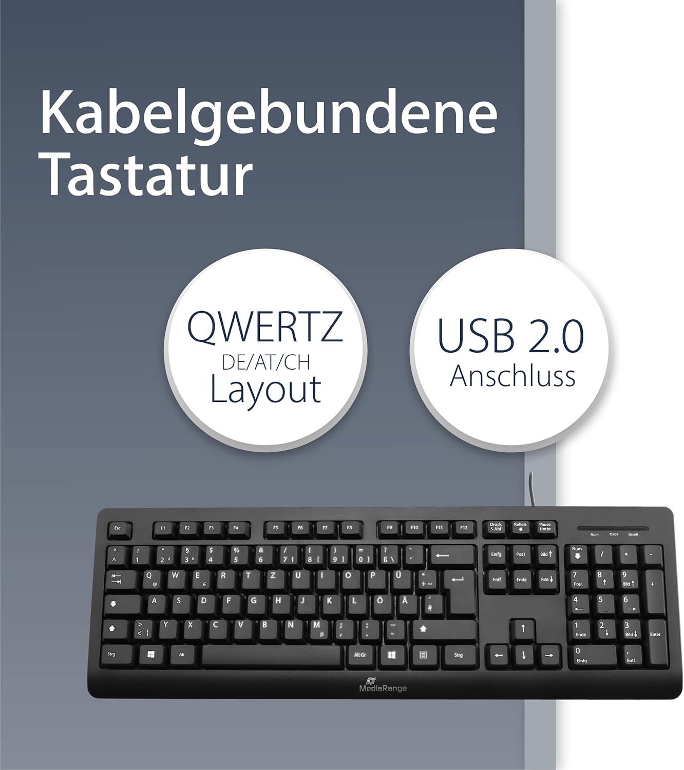 MediaRange kabelgebundene Tastatur, QWERTZ