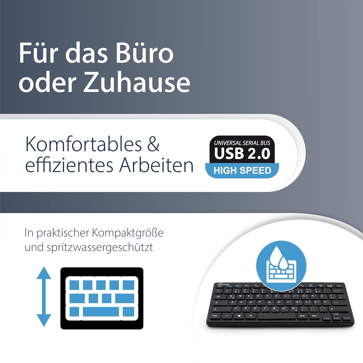 MediaRange kabelgebundene Kompakt-Tastatur mit 78 ultraflachen Tasten, QWERTZ