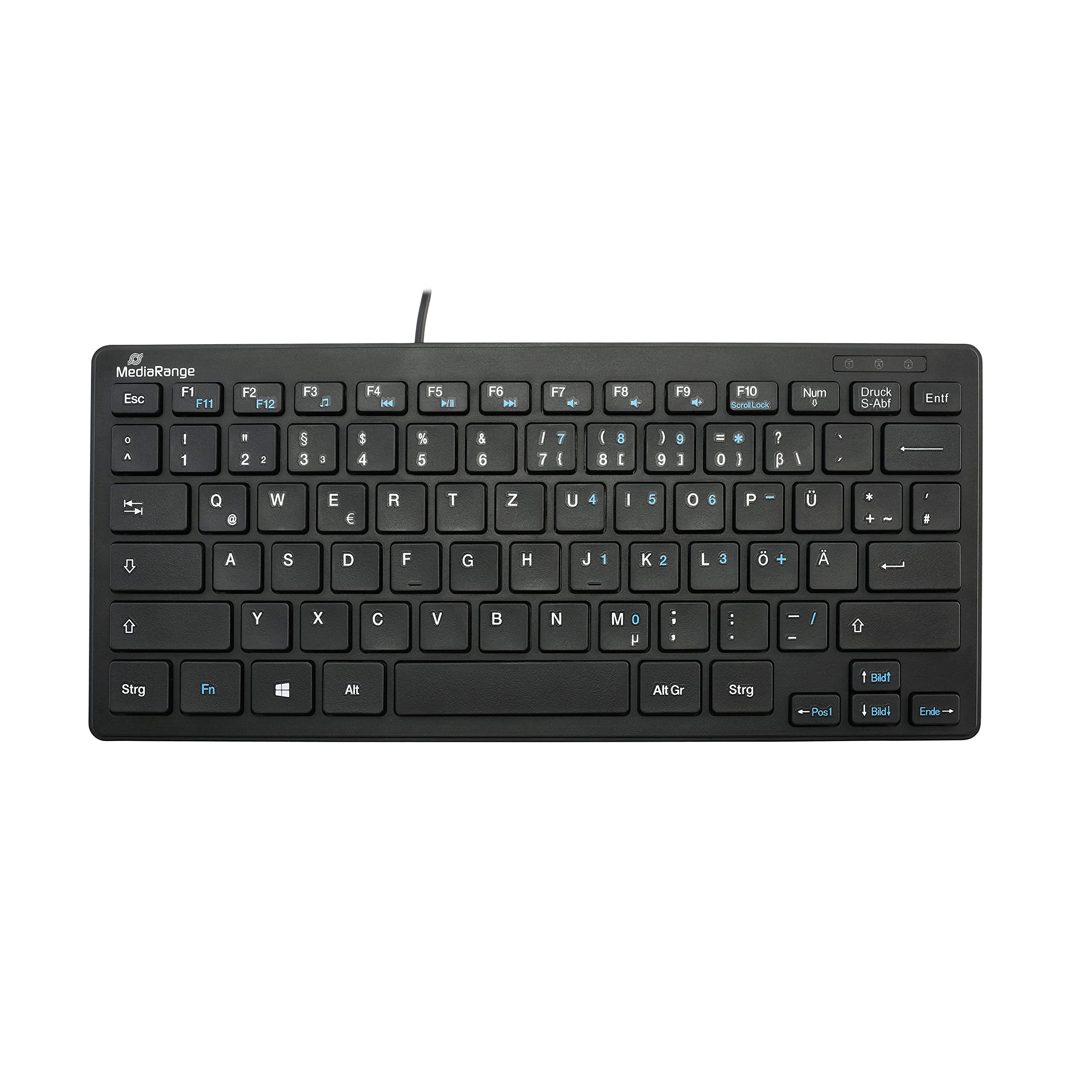 MediaRange kabelgebundene Kompakt-Tastatur mit 78 ultraflachen Tasten, QWERTZ