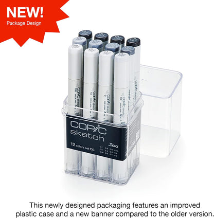 Copic Sketch Alcohol Markers, 12pc set, Cool Gray (New Ver.)