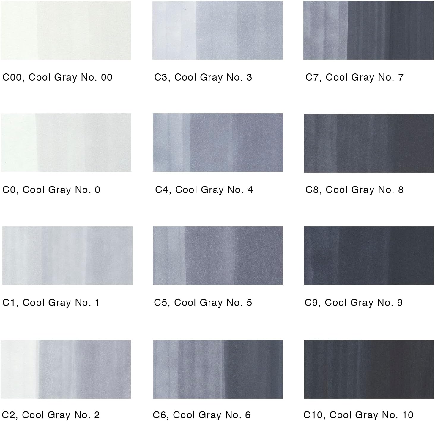 Copic Sketch Alcohol Markers, 12pc set, Cool Gray (New Ver.)