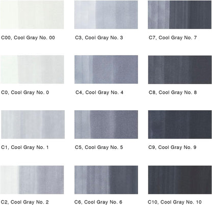 Copic Sketch Alcohol Markers, 12pc set, Cool Gray (New Ver.)