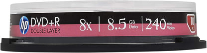 HP DVD+R DL 8X IJ PRINT 10PKBox HP 8.5GB 10 Pack Cake Box (Double-Layer, IJ Print)