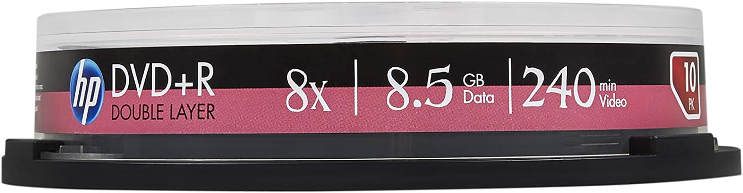 HP DVD+R DL 8X IJ PRINT 10PKBox HP 8.5GB 10 Pack Cake Box (Double-Layer, IJ Print)