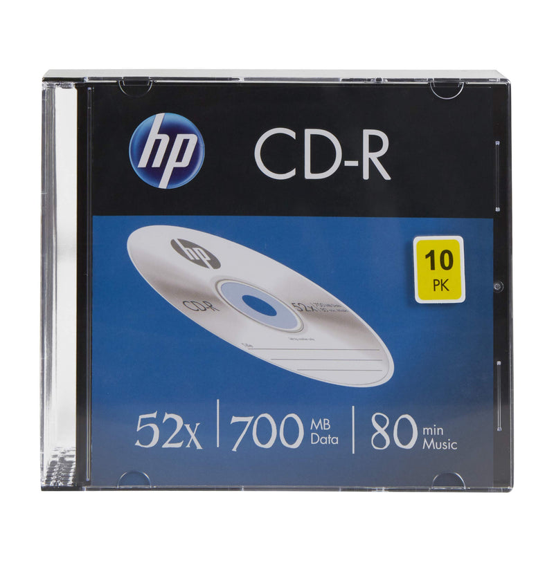 HP CD-R 52x Blank Discs (80 Minutes/700MB) - 10 Pack Slim Jewel Cased Discs 10er Slimcase silver