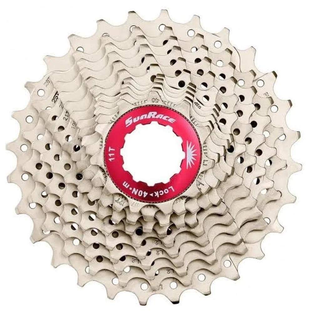CASSETTE SUNRACE ALUMINIO METAL ROJO 10V.(11-28