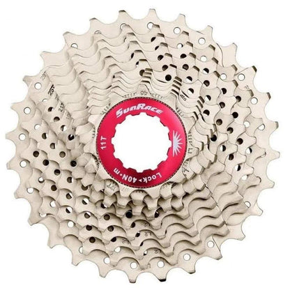 CASSETTE SUNRACE ALUMINIO METAL ROJO 10V.(11-28