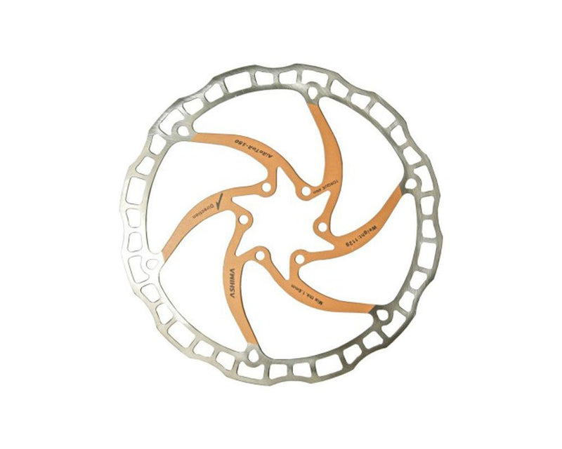 Ashima Airotor Coloured Disc Brake Rotor 6 Bolt 180mm Gold