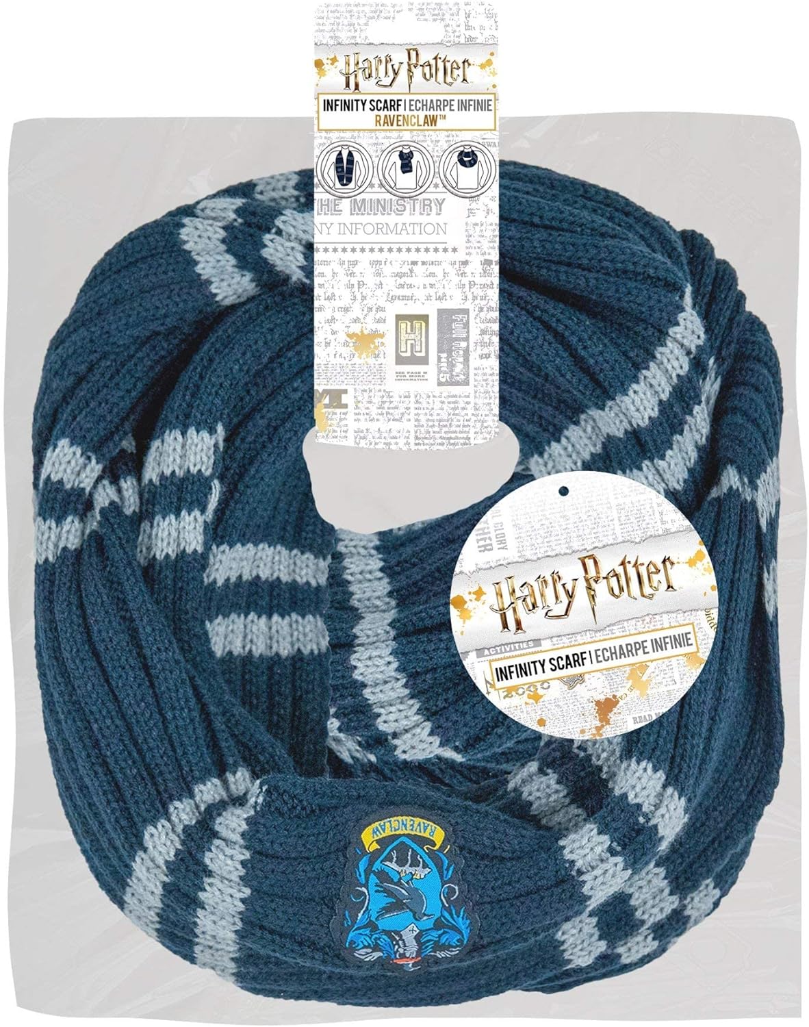 Cinereplicas Harry Potter Scarf - Infinity - Official - Ultra Soft Knitted Fabric Blue, Blue and Grey
