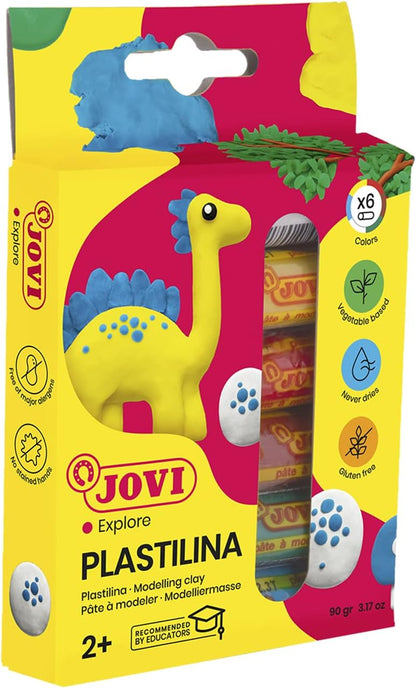 Jovi Plastilina Reusable Non-Drying Modeling Clay; .5 oz. Rolls, Set of 6 Colors, Perfect for Arts and Crafts Projects