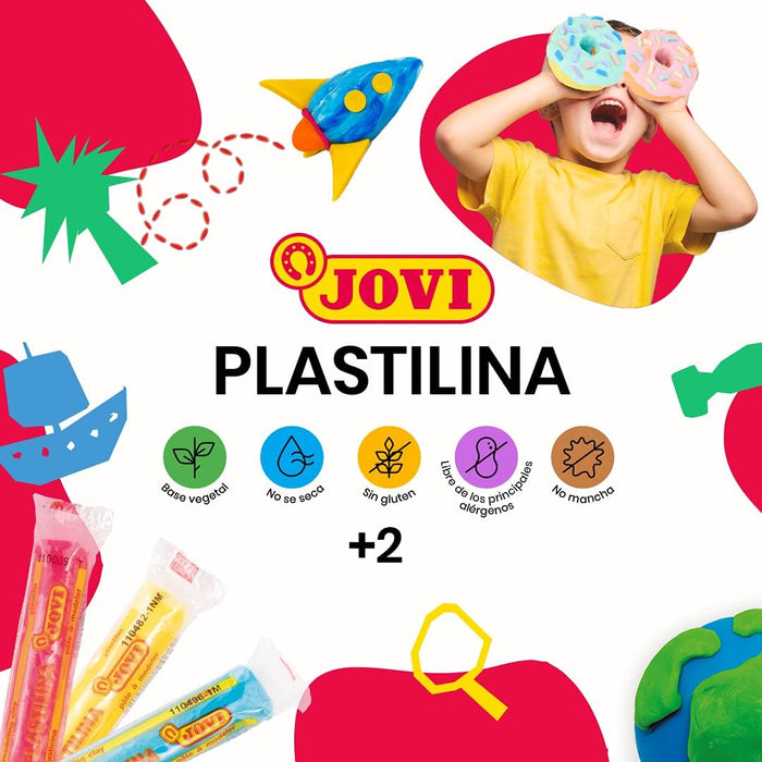 Jovi Plastiline, Easy mouldable Modelling Clay for Children Aged 2 and up, 15 Colours, 15 g Each