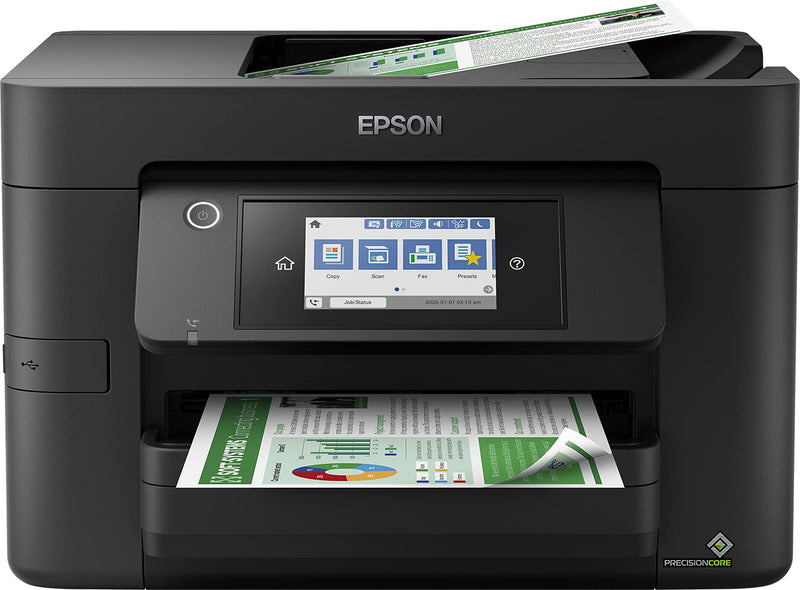 Epson Workforce Pro WF-4820DWF 4-in-1 Tinten-Multifunktionsgerät (Druck, Scan, Kopie, Fax, ADF, WiFi, Ethernet, NFC, Duplex, Einzelpatronen, DIN A4), inkl. 4 Monate ReadyPrint Flex Tintentarif
