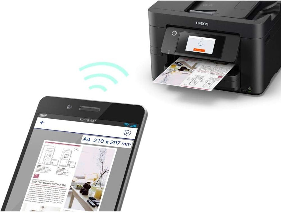 Epson Workforce Pro WF-4820DWF 4-in-1 Tinten-Multifunktionsgerät (Druck, Scan, Kopie, Fax, ADF, WiFi, Ethernet, NFC, Duplex, Einzelpatronen, DIN A4), inkl. 4 Monate ReadyPrint Flex Tintentarif