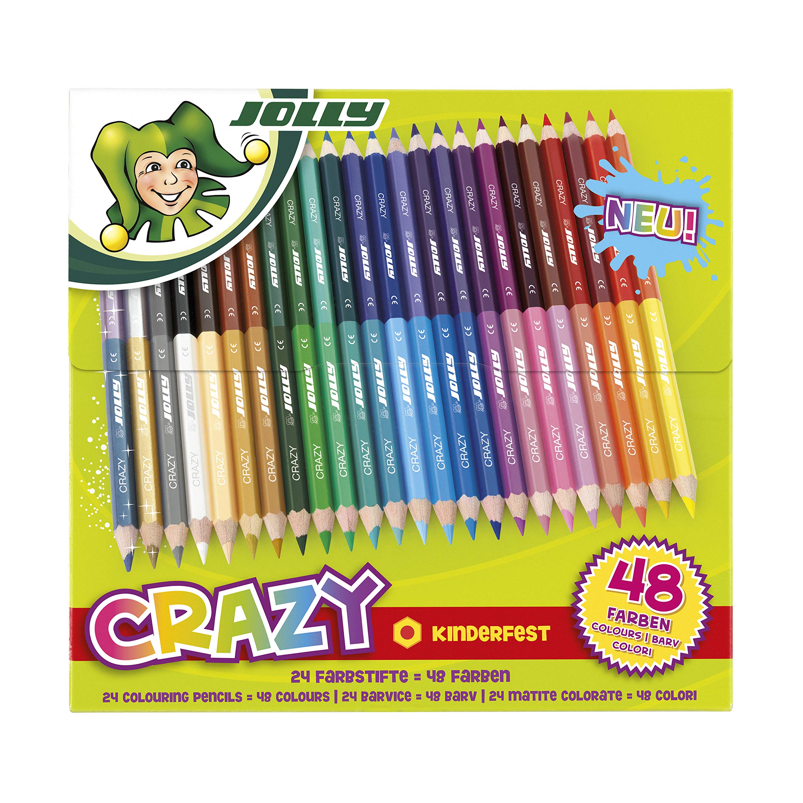 JOLLY Superstick Crazy Colouring Pencils 24 Pens with 48 Colours