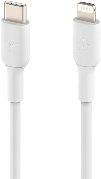 Belkin USB-C to Lightning Cable (iPhone Fast Charging Cable for iPhone 14, 13, 12 or earlier) Boost Charge MFi-Certified iPhone USB-C Cable (White, 1m