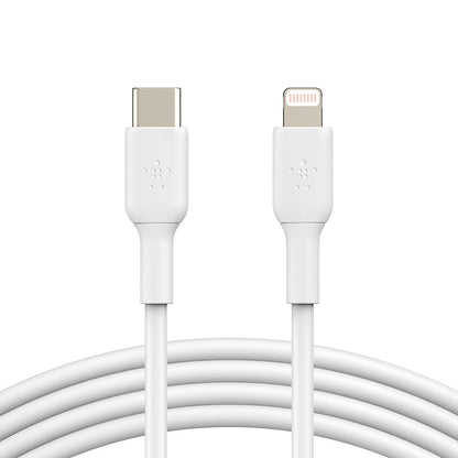 Belkin USB-C to Lightning Cable (iPhone Fast Charging Cable for iPhone 14, 13, 12 or earlier) Boost Charge MFi-Certified iPhone USB-C Cable (White, 1m