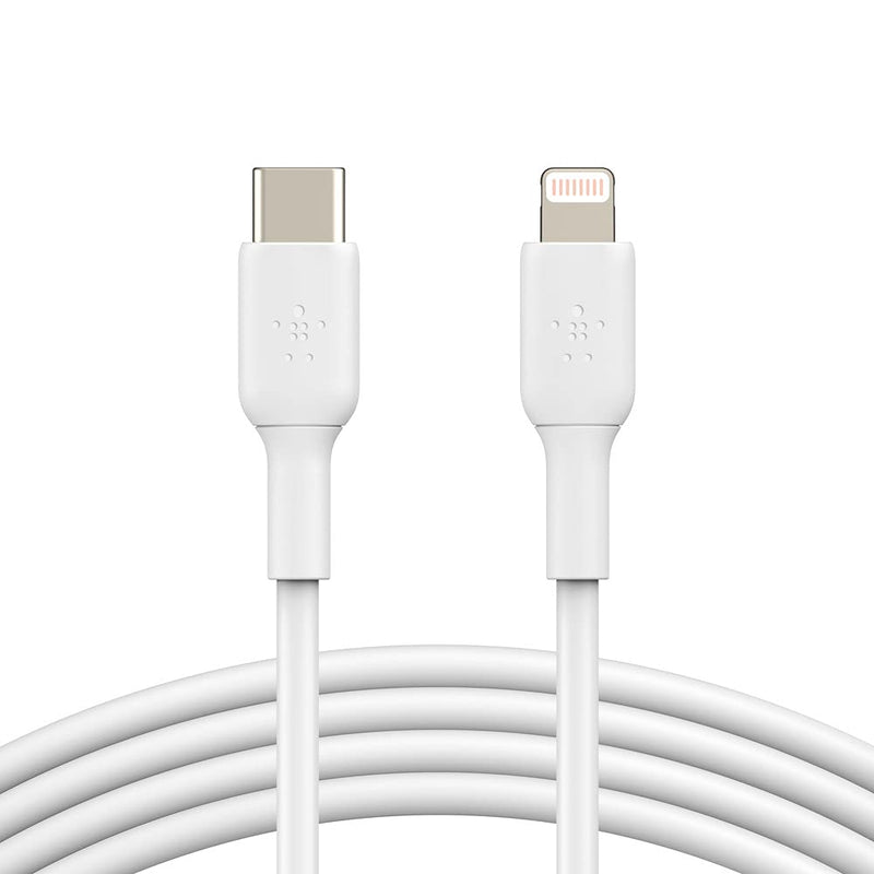 Belkin USB-C to Lightning Cable (iPhone Fast Charging Cable for iPhone 14, 13, 12 or earlier) Boost Charge MFi-Certified iPhone USB-C Cable (White, 1m