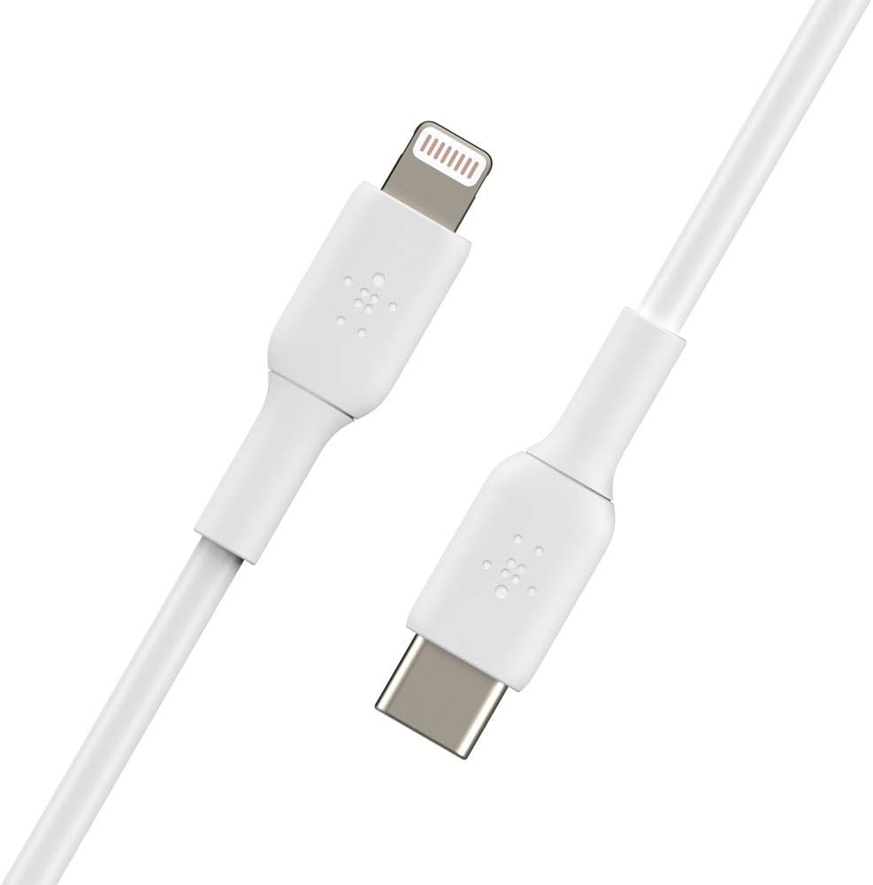 Belkin USB-C to Lightning Cable (iPhone Fast Charging Cable for iPhone 14, 13, 12 or earlier) Boost Charge MFi-Certified iPhone USB-C Cable (White, 1m