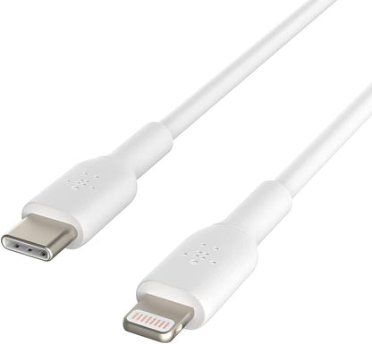Belkin USB-C to Lightning Cable (iPhone Fast Charging Cable for iPhone 14, 13, 12 or earlier) Boost Charge MFi-Certified iPhone USB-C Cable (White, 1m