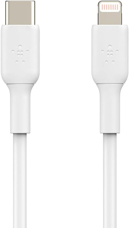 Belkin USB-C to Lightning Cable (iPhone Fast Charging Cable for iPhone 14, 13, 12 or earlier) Boost Charge MFi-Certified iPhone USB-C Cable (White, 1m