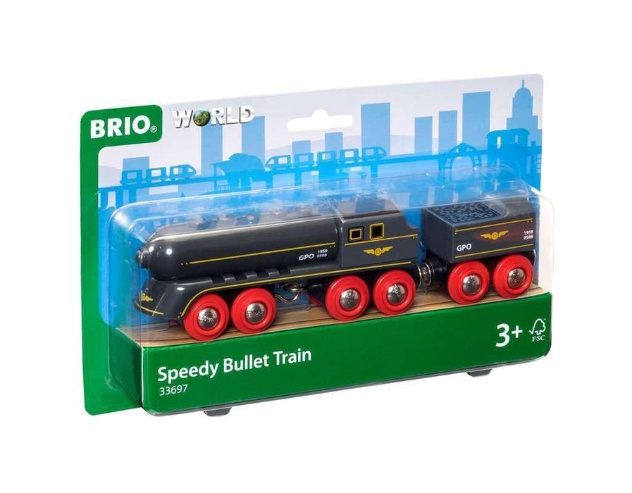 BRIO World Speedy Bullet Engine Train Toy for Kids Age 3 Years Up - Wooden Railway Set Add On Accessories