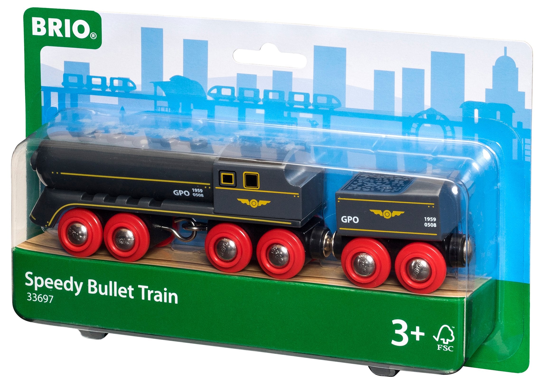 BRIO World Speedy Bullet Engine Train Toy for Kids Age 3 Years Up - Wooden Railway Set Add On Accessories