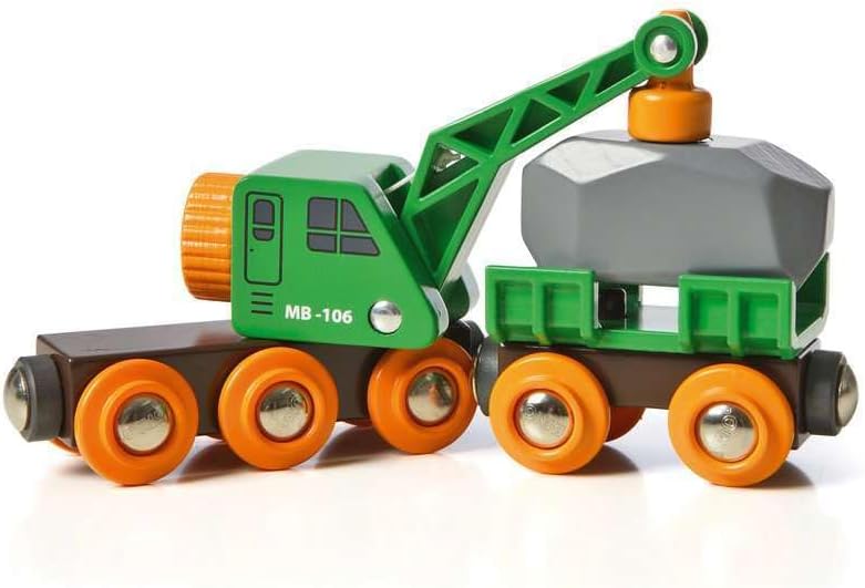BRIO World Clever Crane Wagon for Kids Age 3 Years Up - Compatible with all BRIO Train Sets & Accessories