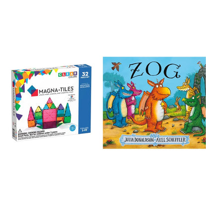 Magna-Tiles Clear Colors 32 piece set & Zog