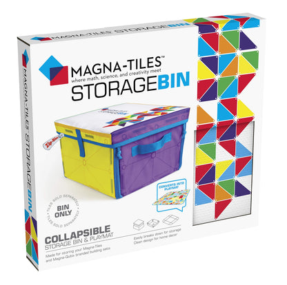 Magna-Tiles Storage Bin & Interactive Play-Mat, Collapsible Storage Bin With Handles for Playroom, Closet, Bedroom, Home Organization and Classroom, 12.5 x 11 x 8” Bin