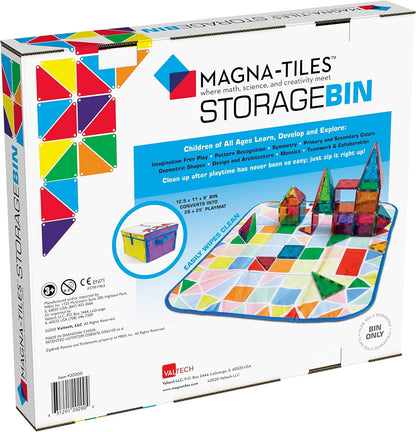 Magna-Tiles Storage Bin & Interactive Play-Mat, Collapsible Storage Bin With Handles for Playroom, Closet, Bedroom, Home Organization and Classroom, 12.5 x 11 x 8” Bin