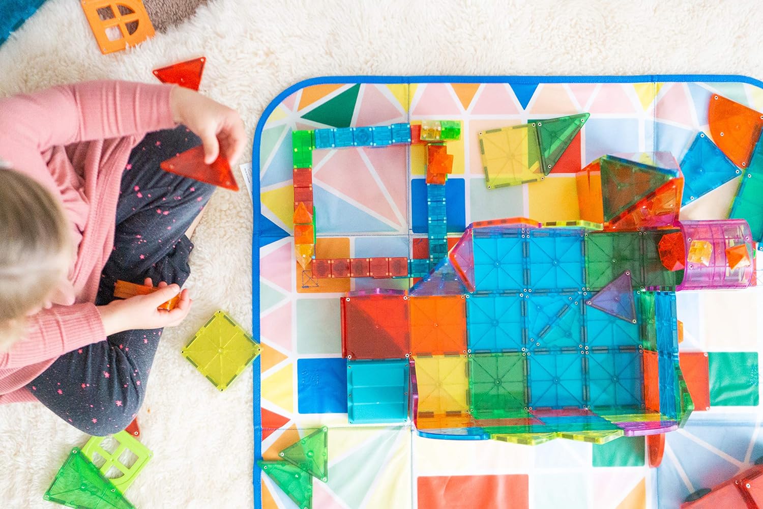 Magna-Tiles Storage Bin & Interactive Play-Mat, Collapsible Storage Bin With Handles for Playroom, Closet, Bedroom, Home Organization and Classroom, 12.5 x 11 x 8” Bin