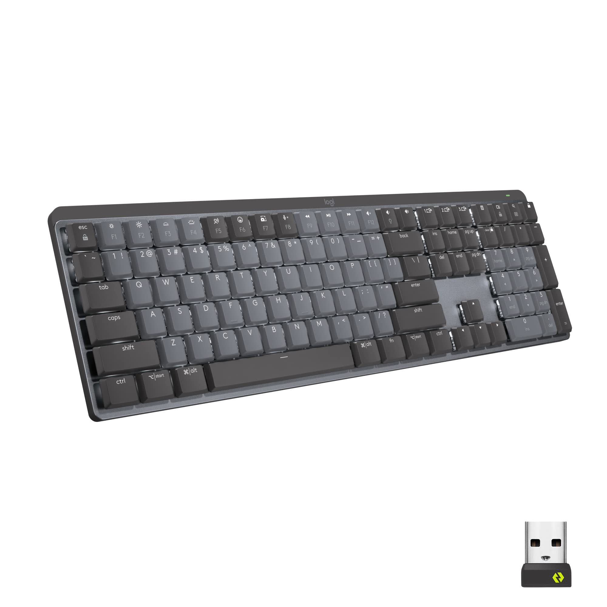 Logitech MX Mechanical Wireless Illuminated Performance Keyboard, Tactile Quiet Switches, QWERTY Pan Nordic Layout - Grey
