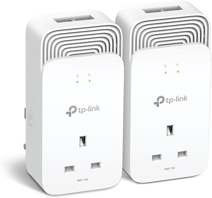 TP-Link Wired Passthrough Powerline Adapter Starter Kit, Advanced Protocol G.hn MIMO, Extra Power Socket, 2+2 Gigabit Ethernet Ports, No Configuration Required, Plug and Play, Pack of 2 (PG2400P KIT)