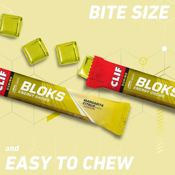 Clif Bloks Energy Chews Nahrungsergänzungsmittel während und Pre Workout, Margarita Zitrus, 18 x 50 g Maragarita Citrus