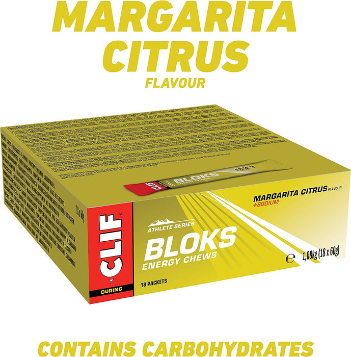 Clif Bloks Energy Chews Nahrungsergänzungsmittel während und Pre Workout, Margarita Zitrus, 18 x 50 g Maragarita Citrus