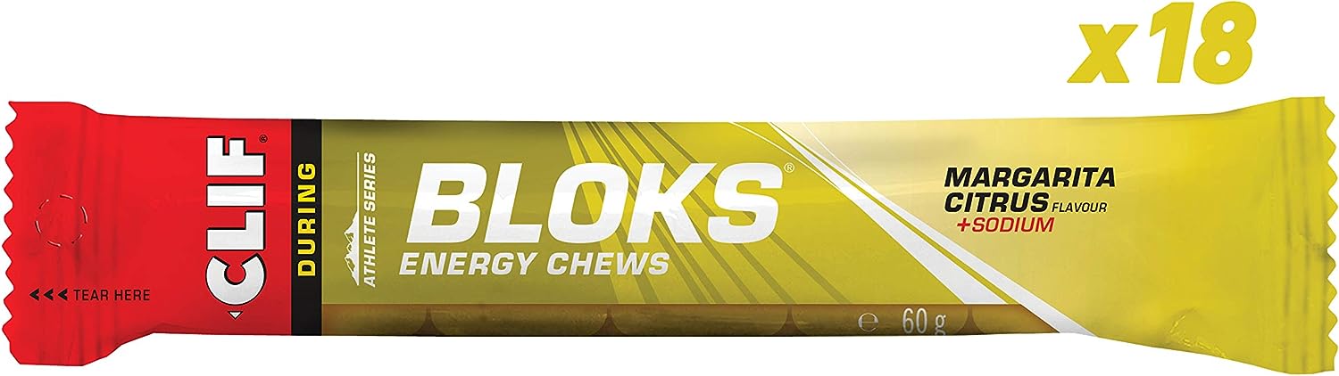 Clif Bloks Energy Chews Nahrungsergänzungsmittel während und Pre Workout, Margarita Zitrus, 18 x 50 g Maragarita Citrus