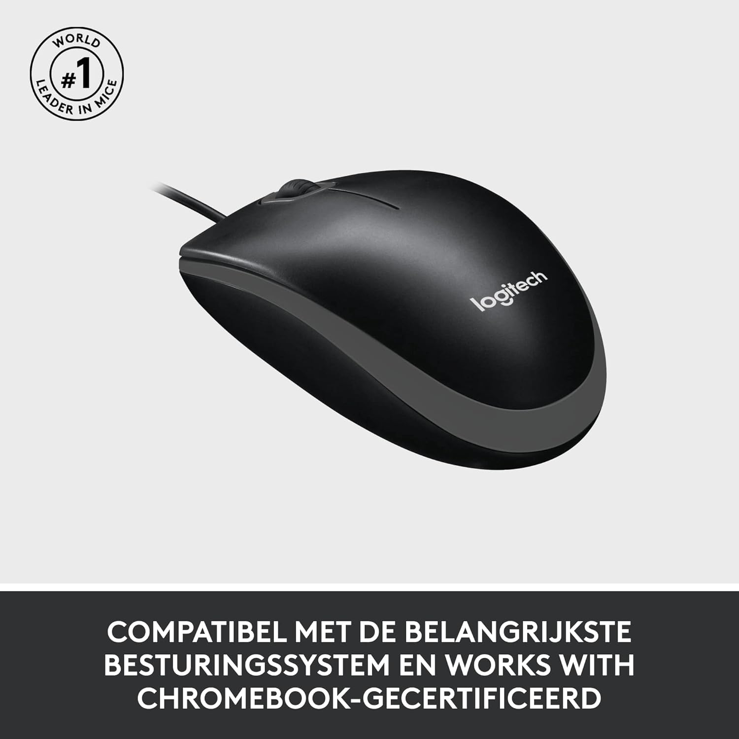 Logitech M100 Wired USB Mouse 3 Buttons 1000 DPI Optical Tracking, For left and right handed users, Compatible with PC, Mac, Laptop