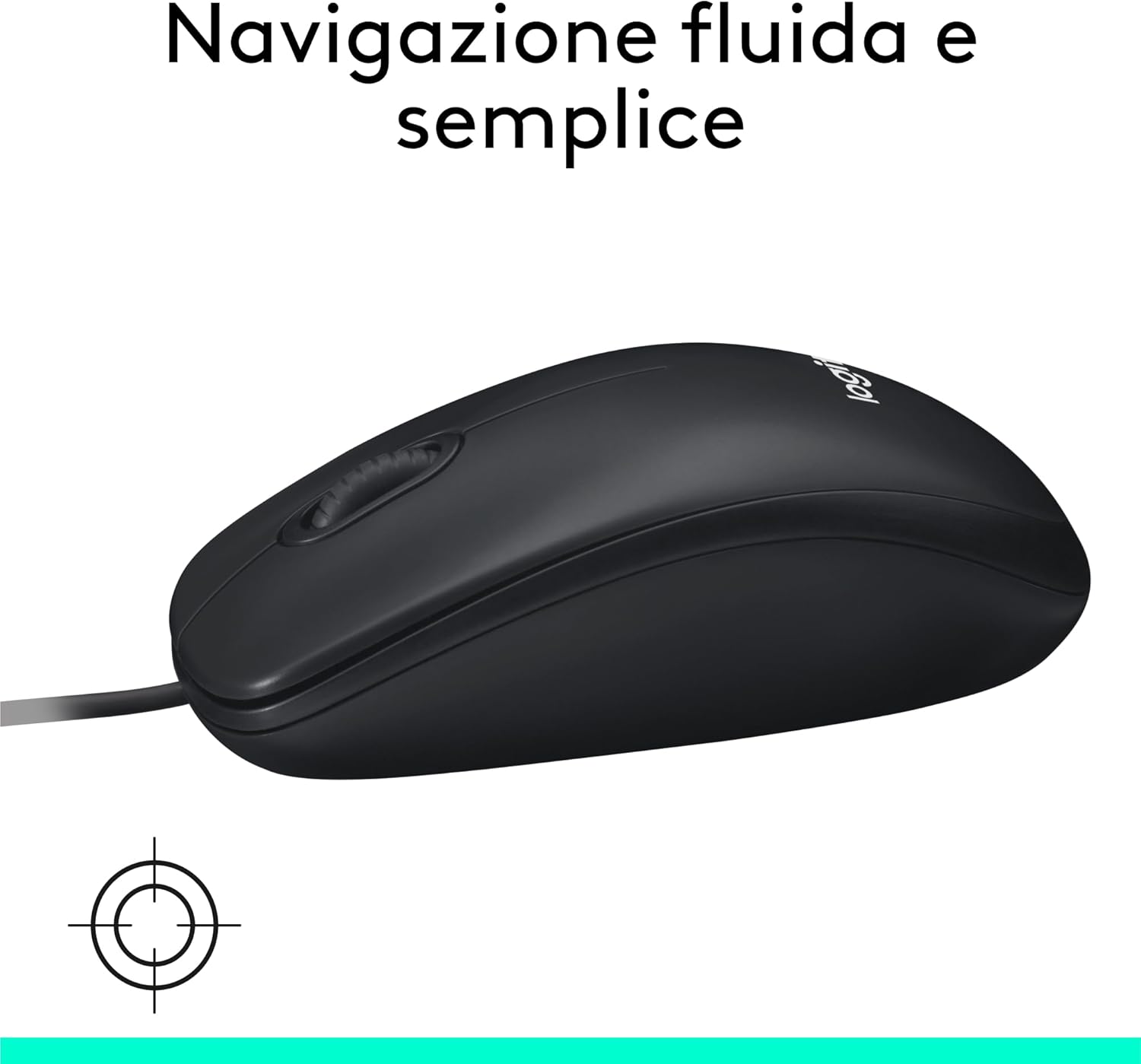 Logitech M100 Wired USB Mouse 3 Buttons 1000 DPI Optical Tracking, For left and right handed users, Compatible with PC, Mac, Laptop